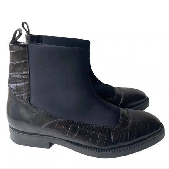 By Malene Birger Croc Chelsea Boots Black 38 8 - Picture 1 of 8